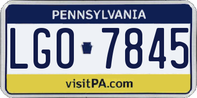 PA license plate LGO7845