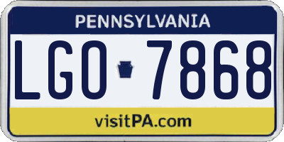 PA license plate LGO7868