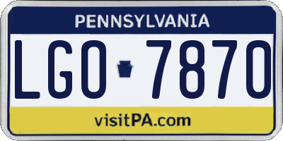 PA license plate LGO7870