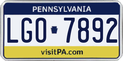PA license plate LGO7892
