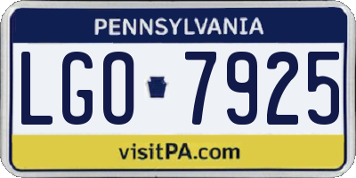 PA license plate LGO7925