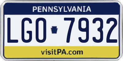PA license plate LGO7932