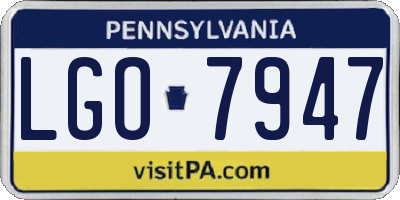 PA license plate LGO7947