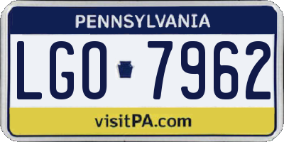 PA license plate LGO7962