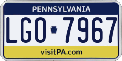 PA license plate LGO7967