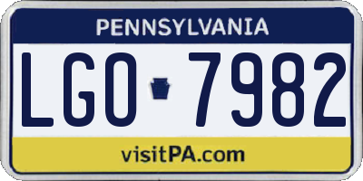 PA license plate LGO7982