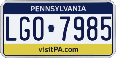 PA license plate LGO7985
