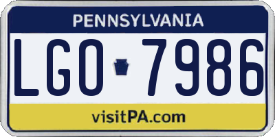 PA license plate LGO7986