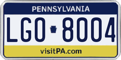 PA license plate LGO8004