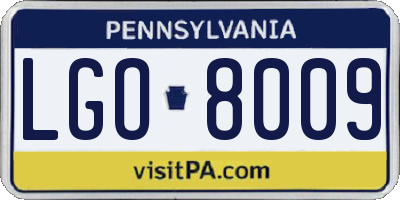 PA license plate LGO8009