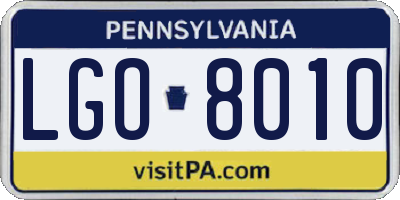 PA license plate LGO8010