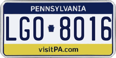 PA license plate LGO8016
