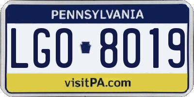 PA license plate LGO8019