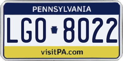 PA license plate LGO8022