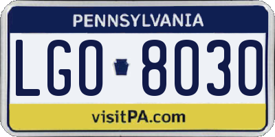 PA license plate LGO8030