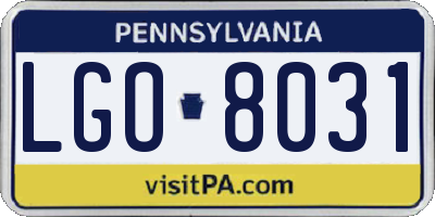 PA license plate LGO8031