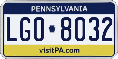 PA license plate LGO8032