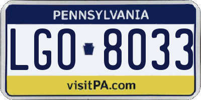 PA license plate LGO8033