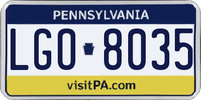 PA license plate LGO8035