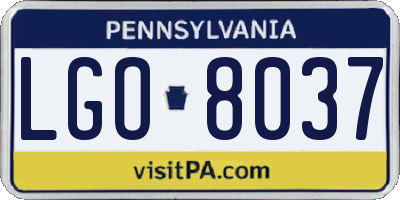 PA license plate LGO8037