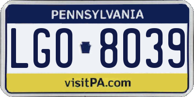PA license plate LGO8039