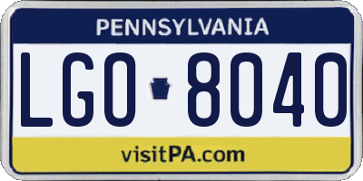PA license plate LGO8040