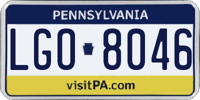 PA license plate LGO8046