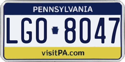 PA license plate LGO8047
