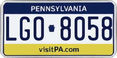 PA license plate LGO8058