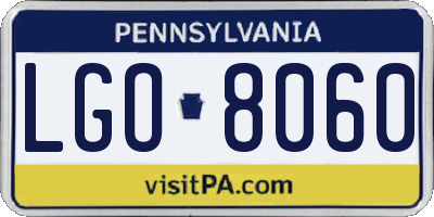 PA license plate LGO8060