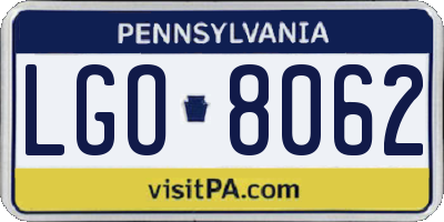 PA license plate LGO8062