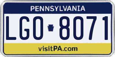 PA license plate LGO8071