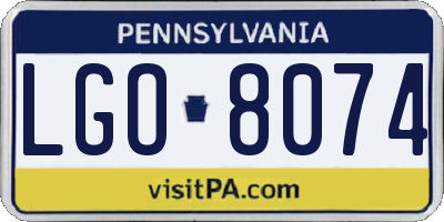 PA license plate LGO8074