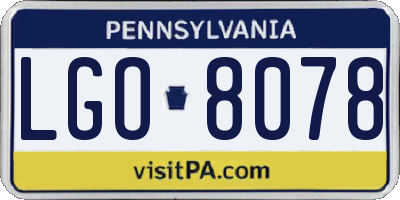 PA license plate LGO8078