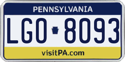 PA license plate LGO8093