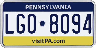 PA license plate LGO8094