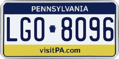 PA license plate LGO8096