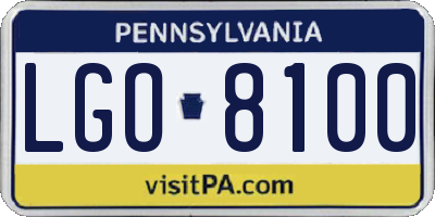 PA license plate LGO8100
