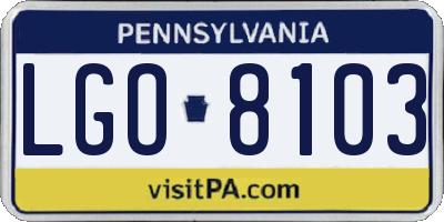 PA license plate LGO8103