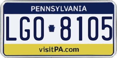 PA license plate LGO8105