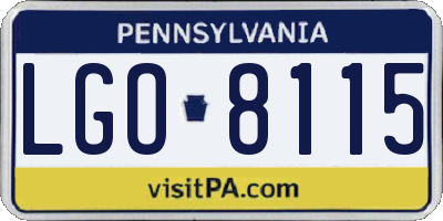 PA license plate LGO8115