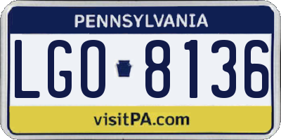 PA license plate LGO8136