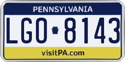 PA license plate LGO8143