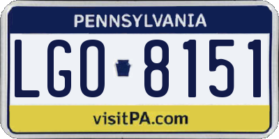 PA license plate LGO8151