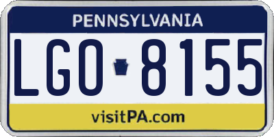PA license plate LGO8155