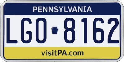 PA license plate LGO8162