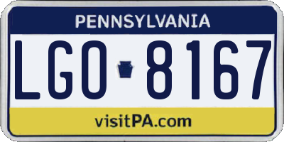 PA license plate LGO8167