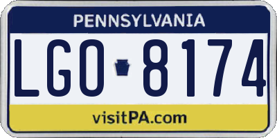 PA license plate LGO8174