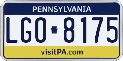 PA license plate LGO8175