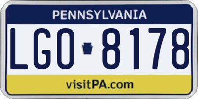 PA license plate LGO8178